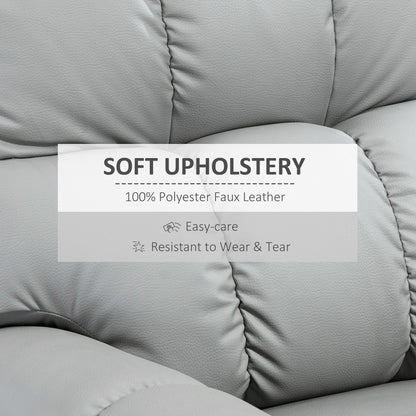 Fauteuil inclinable à bascule en cuir gris pivotant à 360°, confortable et rembourré, avec repose-pieds et fonction d'inclinaison manuelle pour le salon