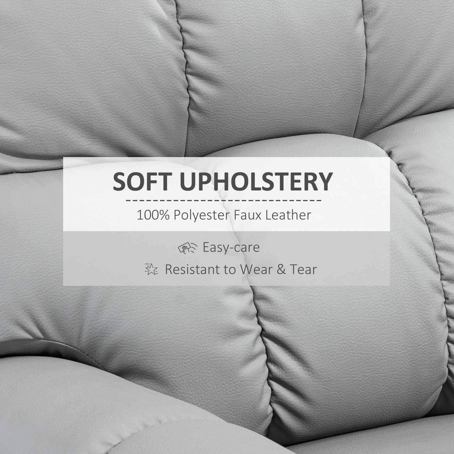 Fauteuil inclinable à bascule en cuir gris avec pivot à 360°, confort rembourré, repose-pieds et fonction d'inclinaison manuelle