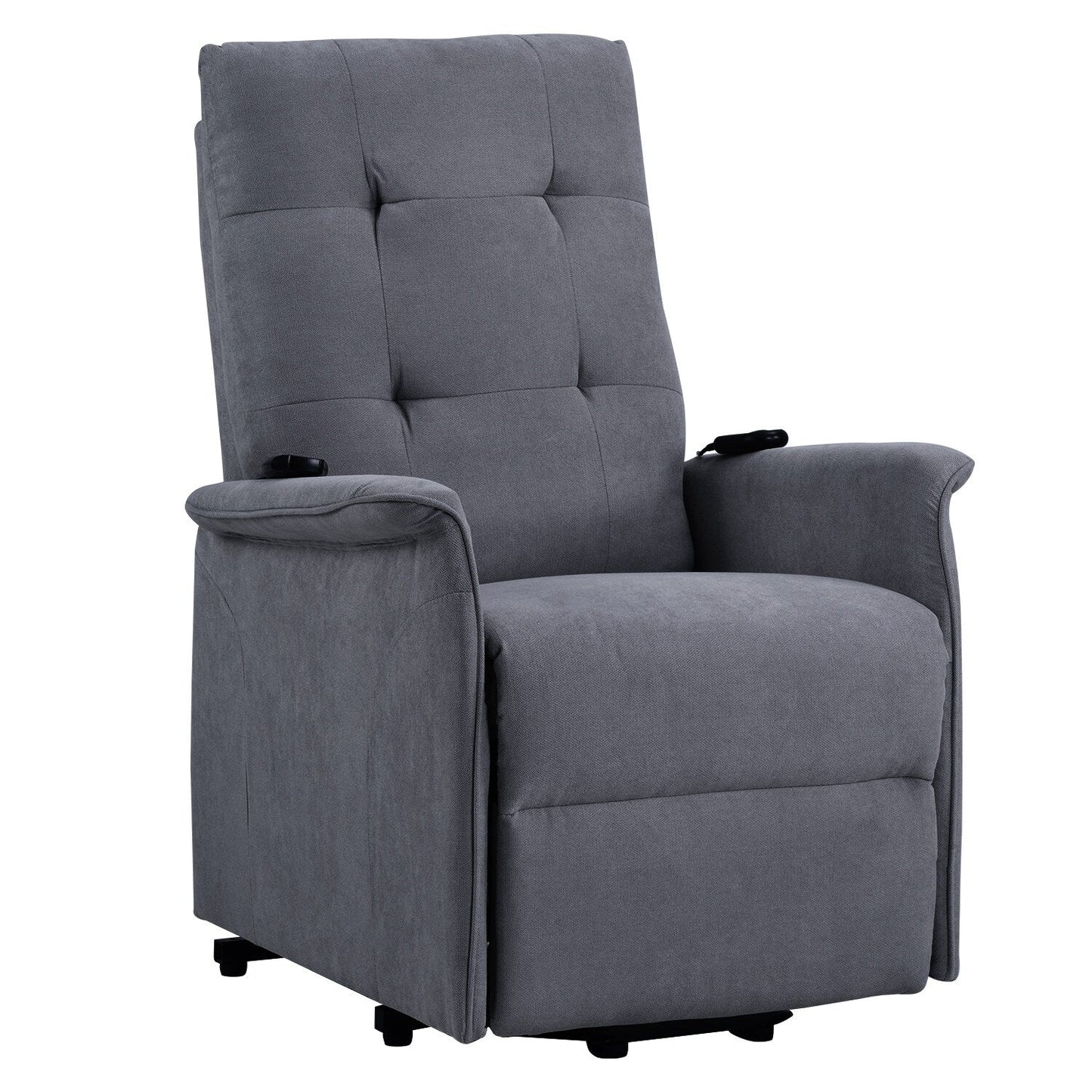 Fauteuil inclinable relevable gris pour personnes âgées avec massage réglable, coussin moelleux et télécommande