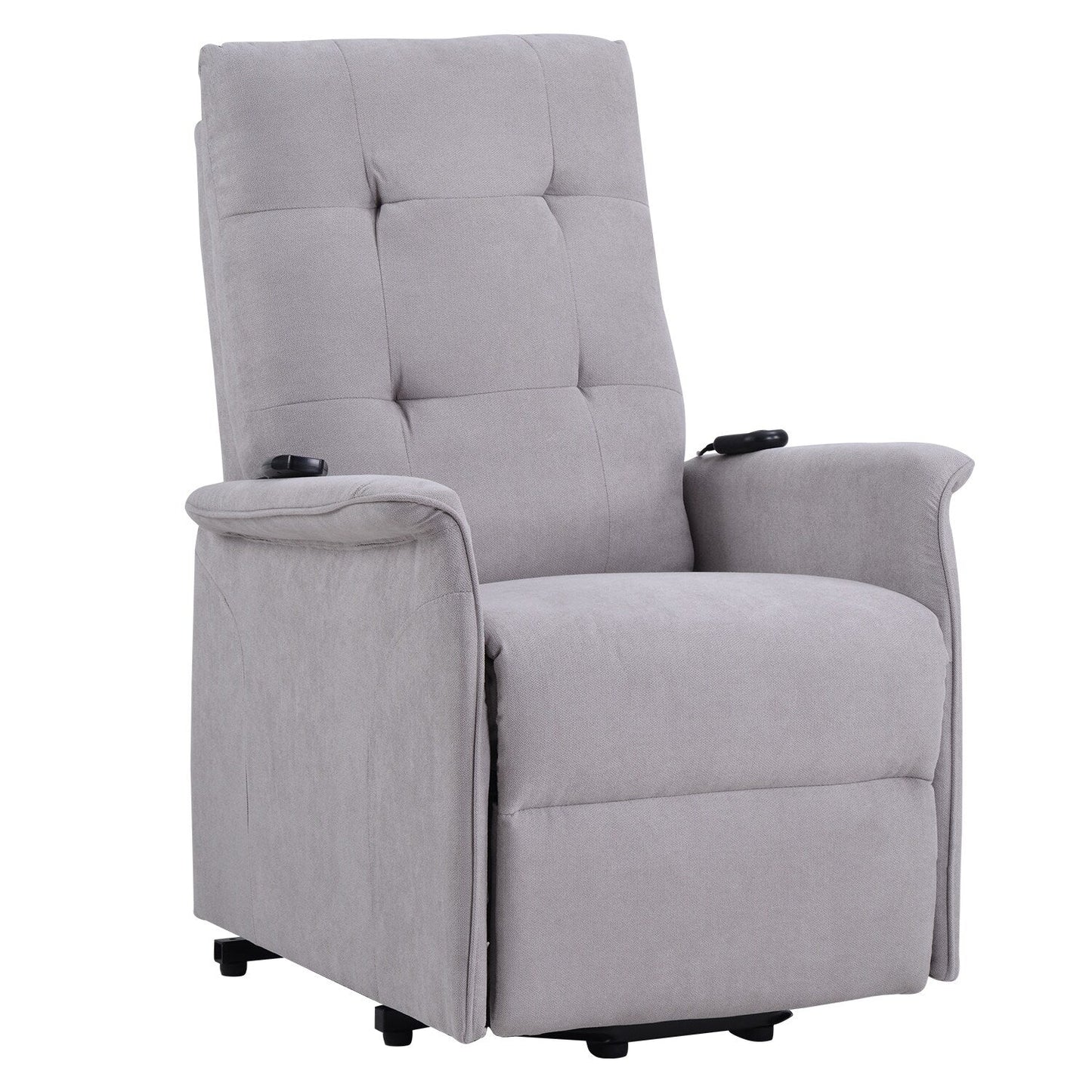 Fauteuil inclinable gris pour personnes âgées avec massage réglable, coussin moelleux et télécommande