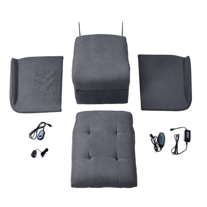 Fauteuil inclinable gris pour personnes âgées avec massage réglable, coussin moelleux et télécommande