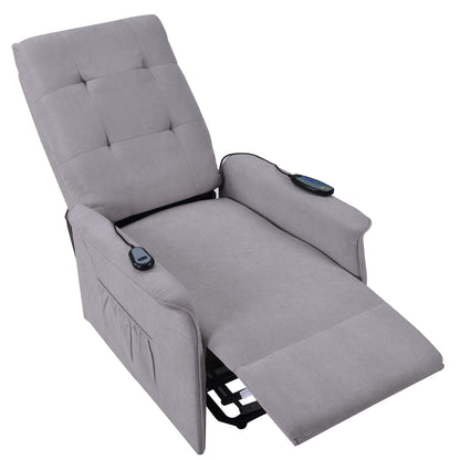 Fauteuil inclinable gris pour personnes âgées avec massage réglable, coussin moelleux et télécommande