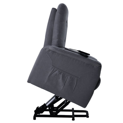 Fauteuil inclinable gris pour personnes âgées avec massage réglable, coussin moelleux et télécommande
