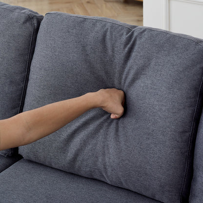 Canapé sectionnel en lin gris de 78,8 pouces avec méridienne réversible, compartiment de rangement et assise en mousse haute densité