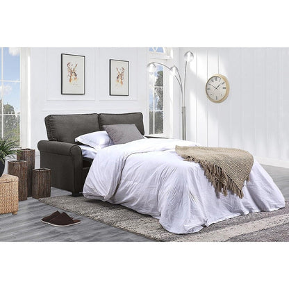 Canapé-lit causeuse en lin gris avec matelas en mousse à mémoire de forme