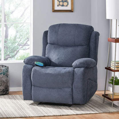 Fauteuil de massage inclinable gris avec chauffage et 5 modes, design capitonné, fonction d'inclinaison manuelle, télécommande, poche latérale