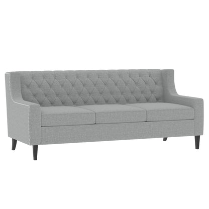 Canapé 3 places gris style Mid-Century Modern en polyester 78,75 po avec dossier capitonné et coussin confortable pour le salon