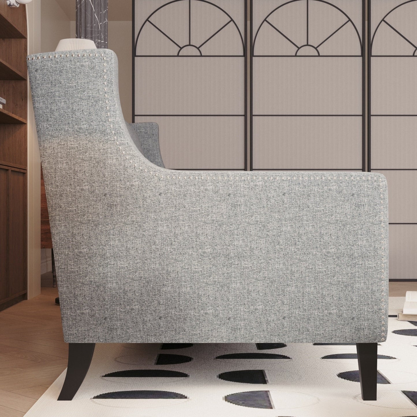 Canapé 3 places gris style Mid-Century Modern en polyester 78,75 po avec dossier capitonné et coussin confortable pour le salon