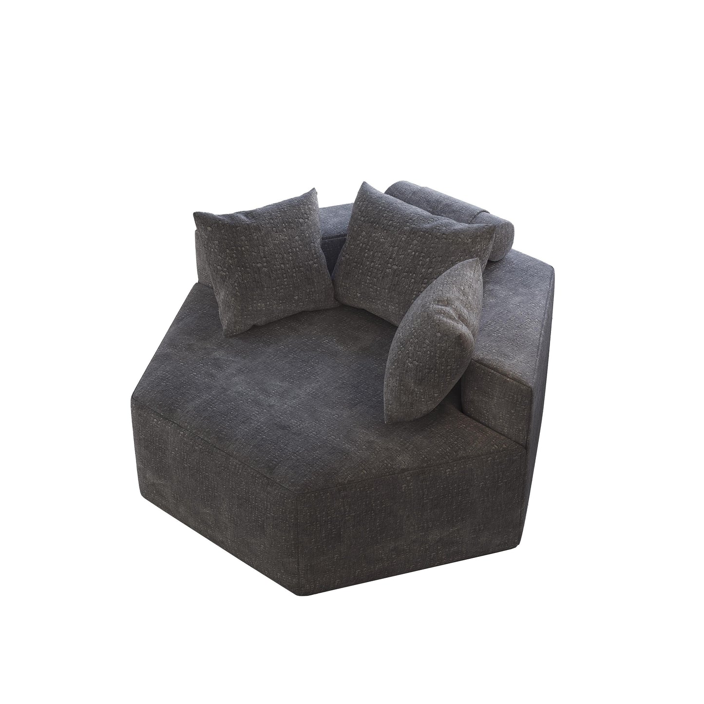 Canapé-lit simple gris moderne 54 en éponge chenille avec coussin de dossier pour salon