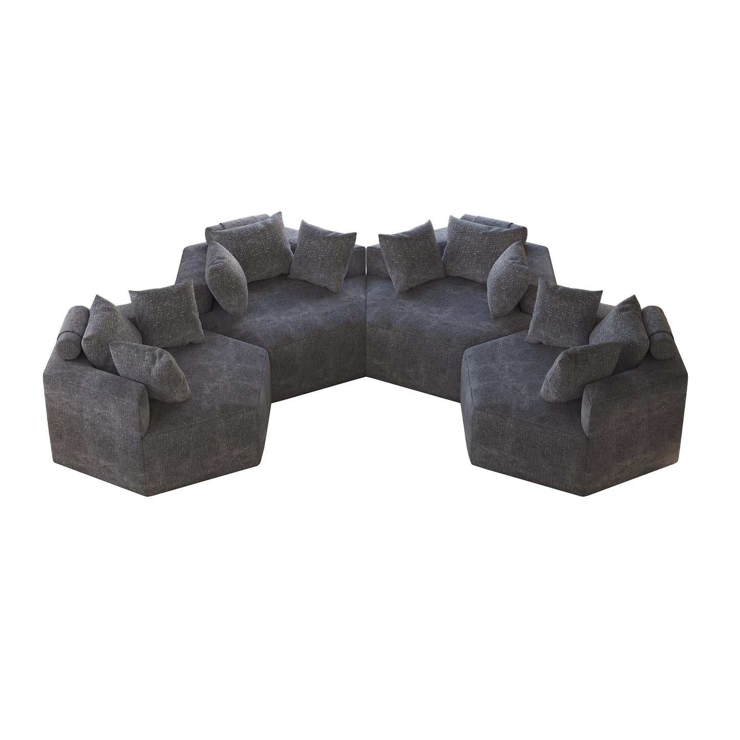 Canapé-lit simple gris moderne 54 en éponge chenille avec coussin de dossier pour salon