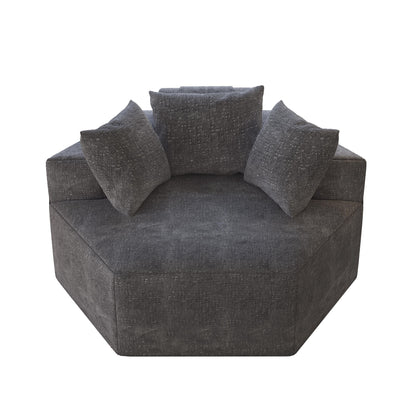 Canapé-lit simple gris moderne 54 en éponge chenille avec coussin de dossier pour salon