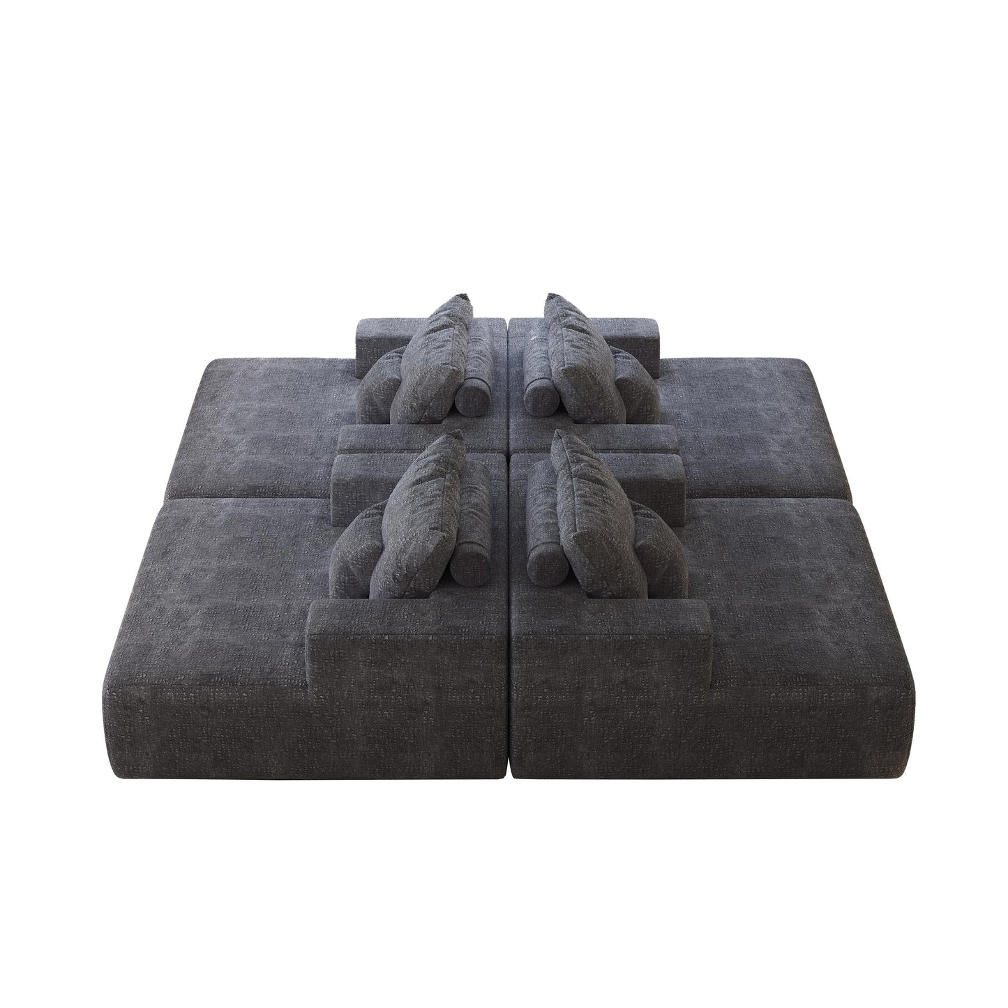 Canapé-lit simple gris moderne en éponge chenille 55 avec coussin de dossier pour salon