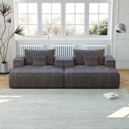 Canapé-lit simple gris moderne en éponge chenille 55 avec coussin de dossier pour salon