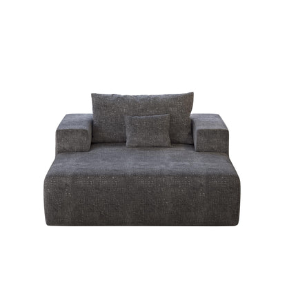 Canapé-lit simple gris moderne en éponge chenille 55 avec coussin de dossier pour salon