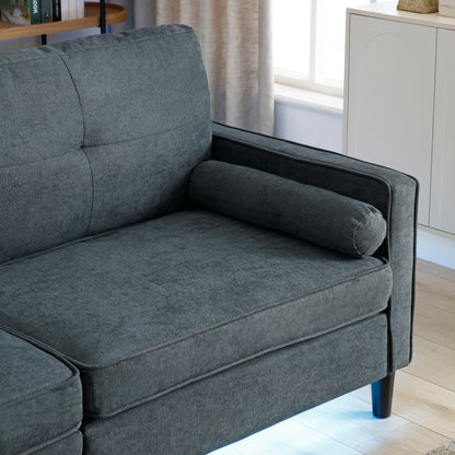 Canapé causeuse gris moderne en lin 57,87 $ avec lumières LED et 2 ports USB pour le salon