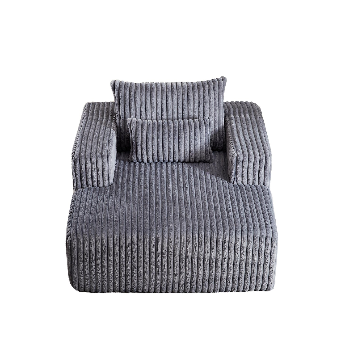Fauteuil de salon gris moderne en velours côtelé éponge 62,5 avec 2 coussins pour salon