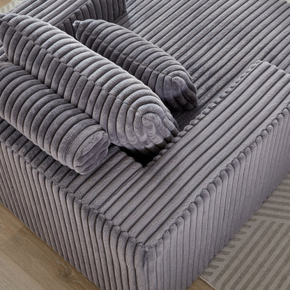 Fauteuil de salon gris moderne en velours côtelé éponge 62,5 avec 2 coussins pour salon