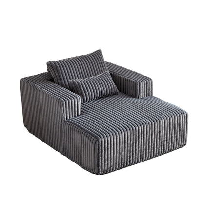 Fauteuil de salon gris moderne en velours côtelé éponge 62,5 avec 2 coussins pour salon