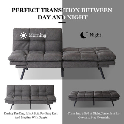 Canapé-lit convertible gris moderne de 71 places avec dossiers et accoudoirs réglables pour le salon