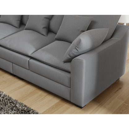 Canapé 3 places gris moderne en polyester 78,7 avec coussins et pieds en bois massif pour le salon