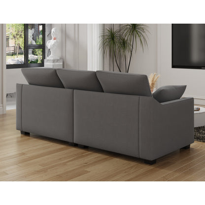 Canapé 3 places gris moderne en polyester 78,7 avec coussins et pieds en bois massif pour le salon