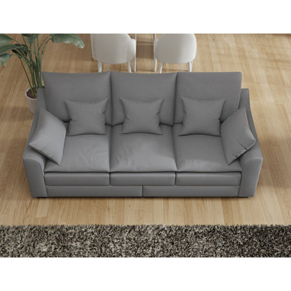 Canapé 3 places gris moderne en polyester 78,7 avec coussins et pieds en bois massif pour le salon