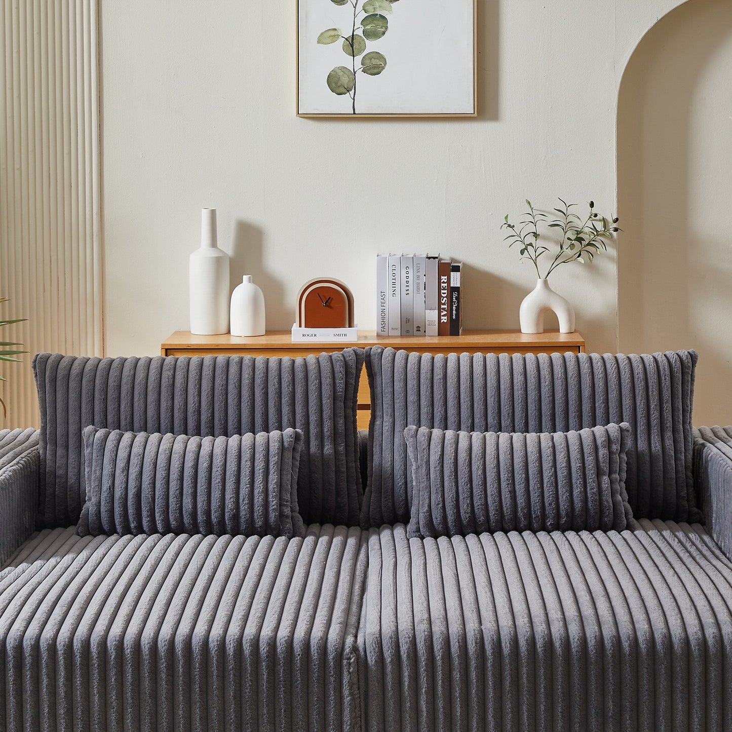 Canapé-lit sectionnel gris moderne 87 Cloud Plush avec coussins pour salon