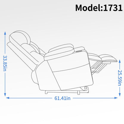 Fauteuil inclinable électrique Okin gris avec massage 8 points, chauffage lombaire, deux ports USB et Type-C et porte-gobelets