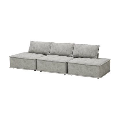 Ensemble de canapés modulaires carrés surdimensionnés gris 3 pièces en chenille avec coussins en mousse haute densité, combinaison libre