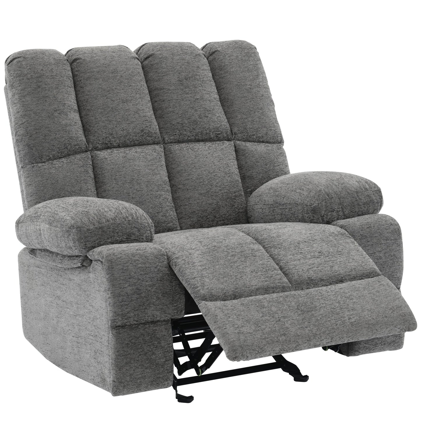 Fauteuil inclinable manuel extra-large surdimensionné gris avec inclinaison à 160 degrés et fonction bascule à 30 degrés