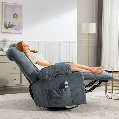 Fauteuil inclinable à bascule surdimensionné gris avec chauffage et chargement USB