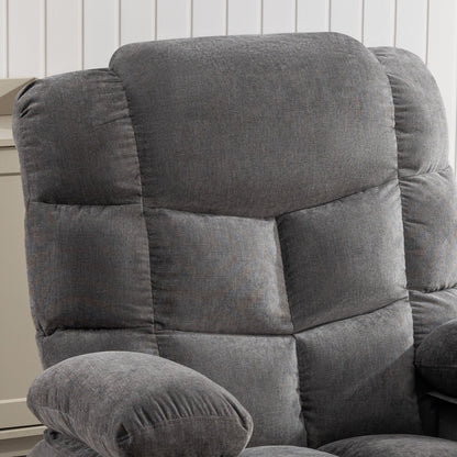 Fauteuil inclinable à bascule surdimensionné gris avec massage, chauffage, port USB et porte-gobelets