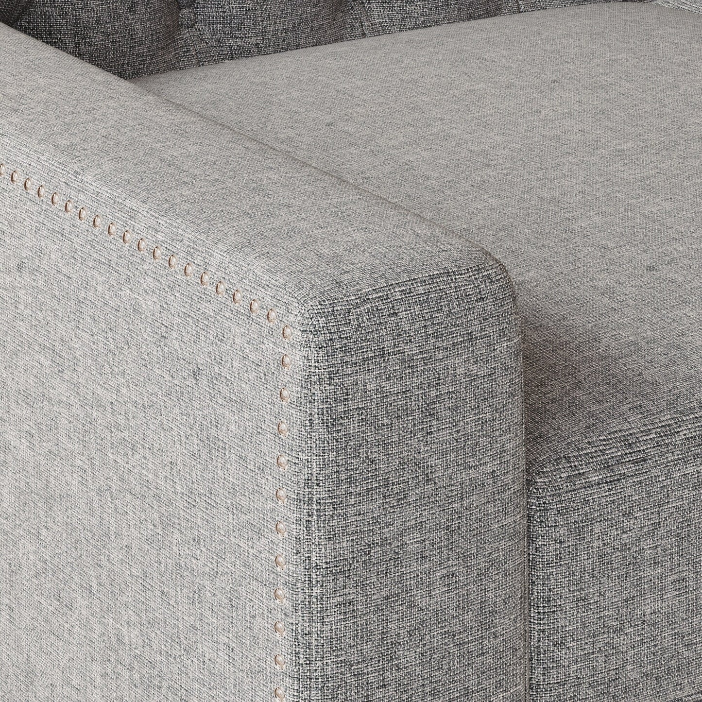 Canapé 3 places en polyester gris avec dossier capitonné