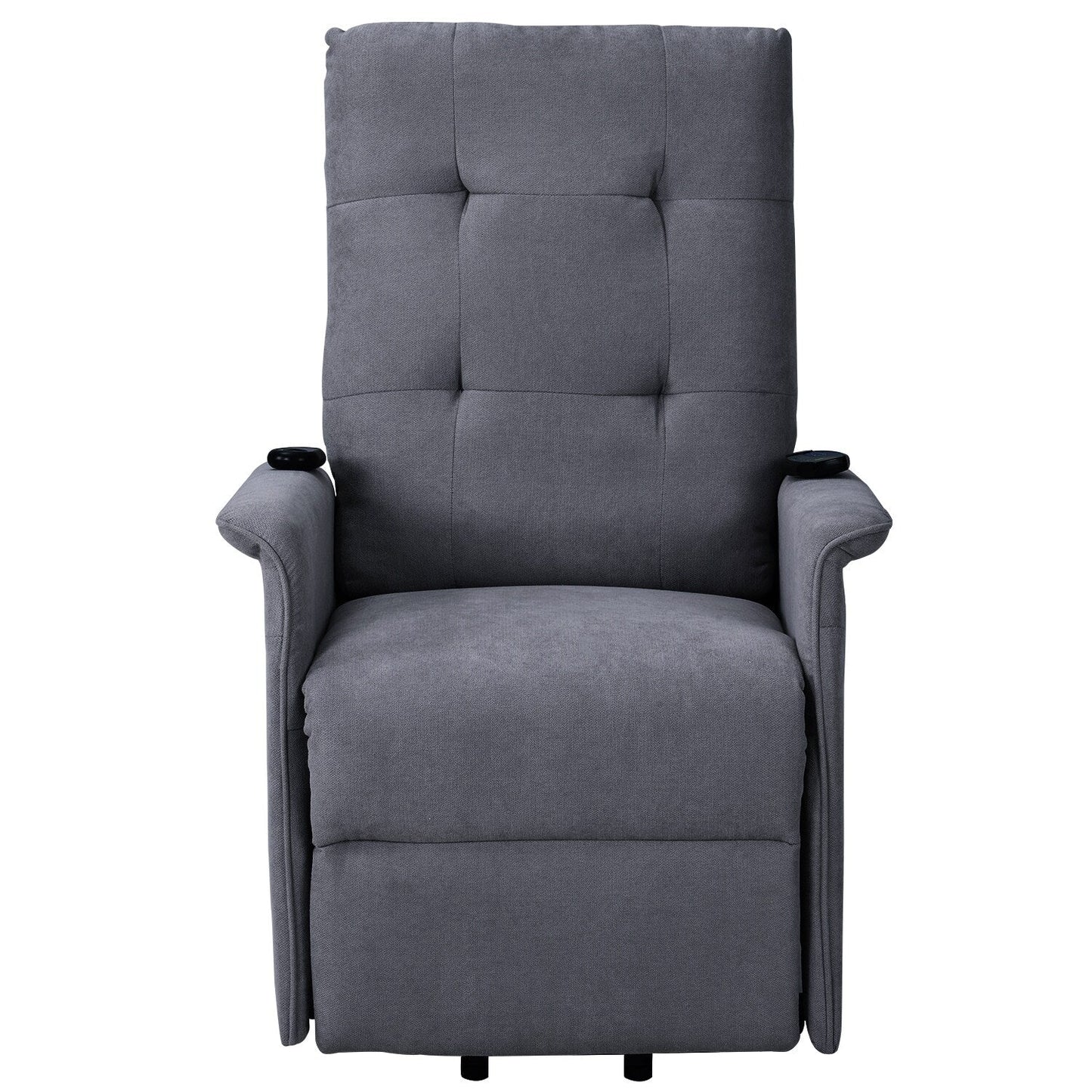 Fauteuil inclinable électrique gris pour personnes âgées avec massage réglable, coussin rembourré, télécommande et poches latérales