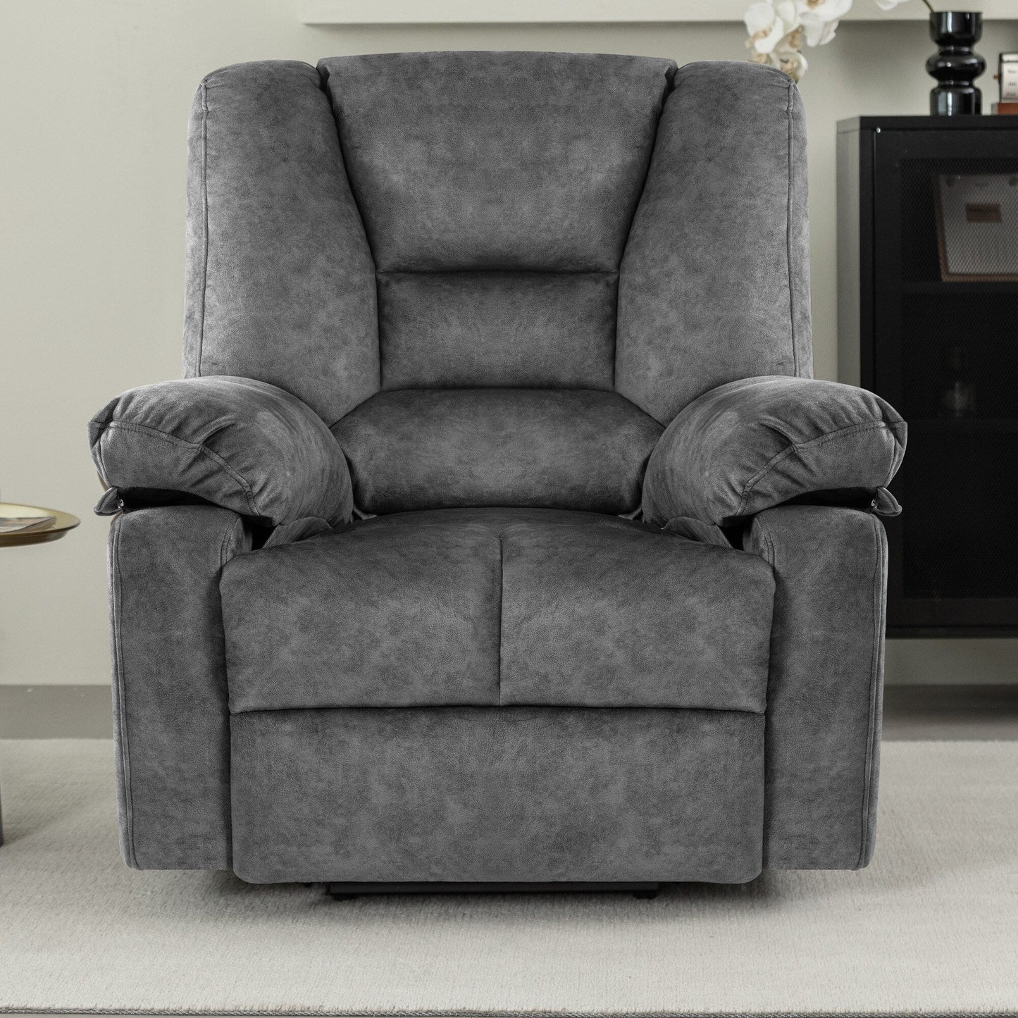 Fauteuil inclinable électrique gris pour personnes âgées avec fonctions de massage et de chauffage, capacité de 330 lb et inclinaison réglable jusqu'à 150°