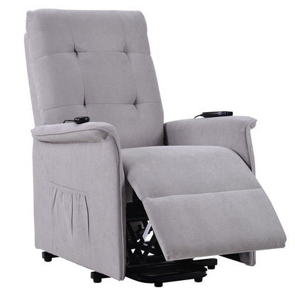 Fauteuil inclinable électrique gris pour personnes âgées avec massage réglable et télécommande