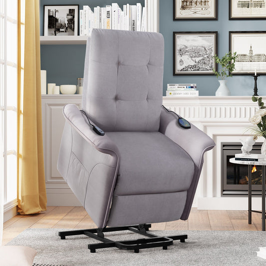 Fauteuil inclinable électrique gris pour personnes âgées avec massage réglable et télécommande