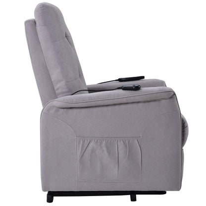 Fauteuil inclinable électrique gris pour personnes âgées avec massage réglable et télécommande
