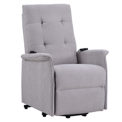 Fauteuil inclinable électrique gris pour personnes âgées avec massage réglable et télécommande