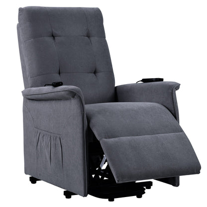 Fauteuil inclinable électrique gris pour personnes âgées avec massage et télécommande