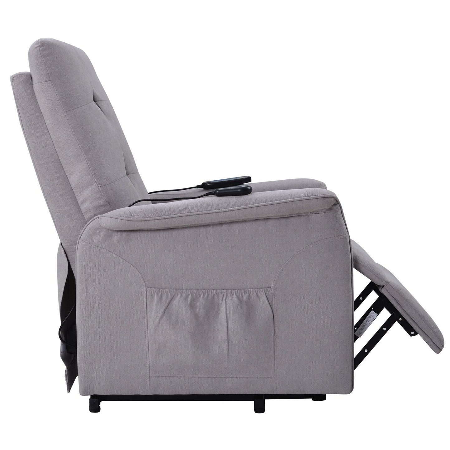 Fauteuil inclinable électrique gris pour personnes âgées avec massage et télécommande