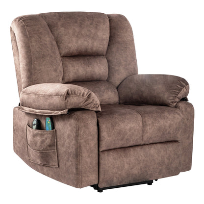 Fauteuil inclinable électrique gris pour personnes âgées avec massage et chauffage, montage facile, soutien confortable et positions réglables