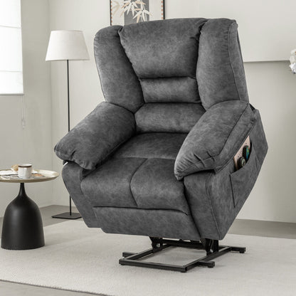 Fauteuil inclinable électrique gris pour personnes âgées avec massage et chauffage, montage facile, soutien confortable et positions réglables