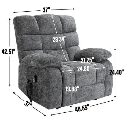 Fauteuil inclinable électrique gris avec chauffage, massage, deux moteurs, positionnement infini, supporte jusqu'à 350 lb