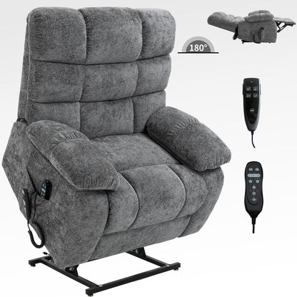Fauteuil inclinable électrique gris avec chauffage, massage, deux moteurs, positionnement infini, supporte jusqu'à 350 lb