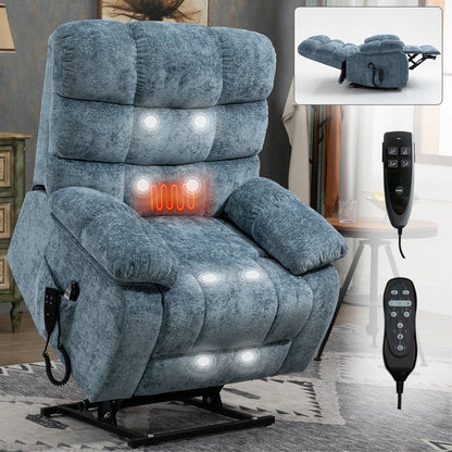 Fauteuil inclinable électrique gris avec chauffage, massage, deux moteurs, positions infinies, supporte jusqu'à 350 lb