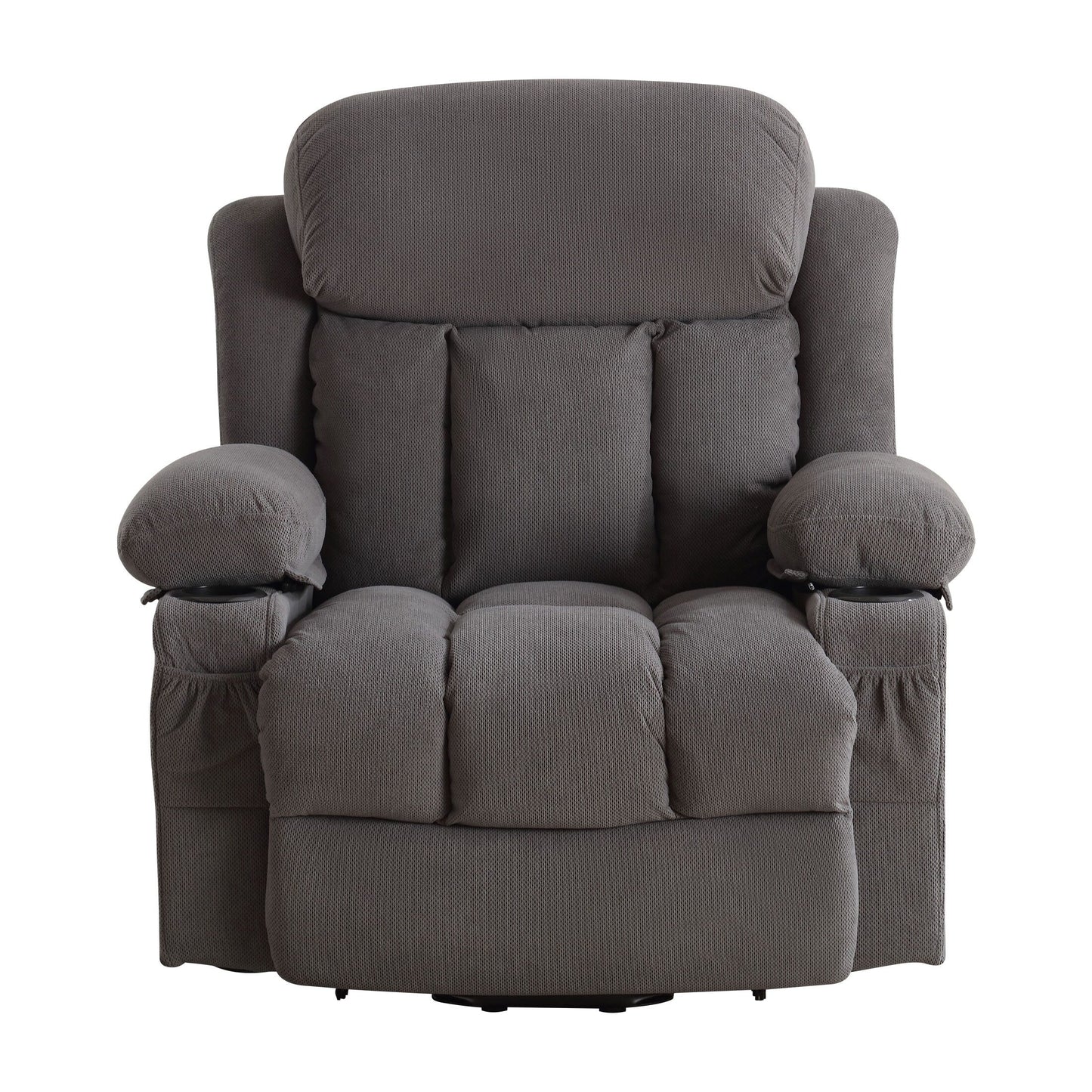 Fauteuil inclinable électrique gris avec chauffage, massage, port USB et télécommande