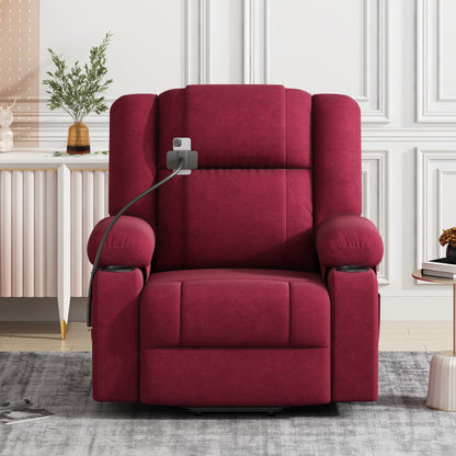 Fauteuil inclinable électrique gris avec massage, chauffage et support pour téléphone