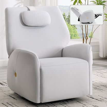 Fauteuil inclinable électrique gris pivotant à 270°, mouvement de bascule, support cervical et lombaire, ports USB et Type-C, et installation facile