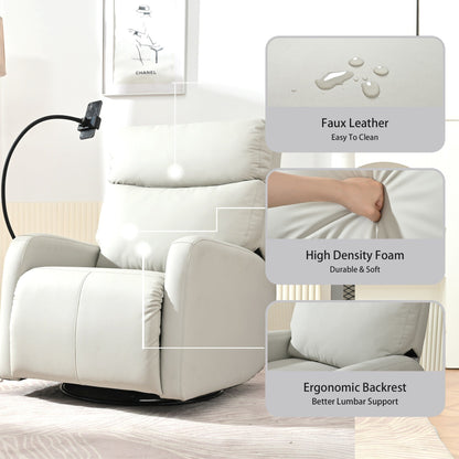 Fauteuil inclinable électrique gris pivotant à 270°, avec ports USB et repose-pieds réglable pour salon ou chambre d'enfant